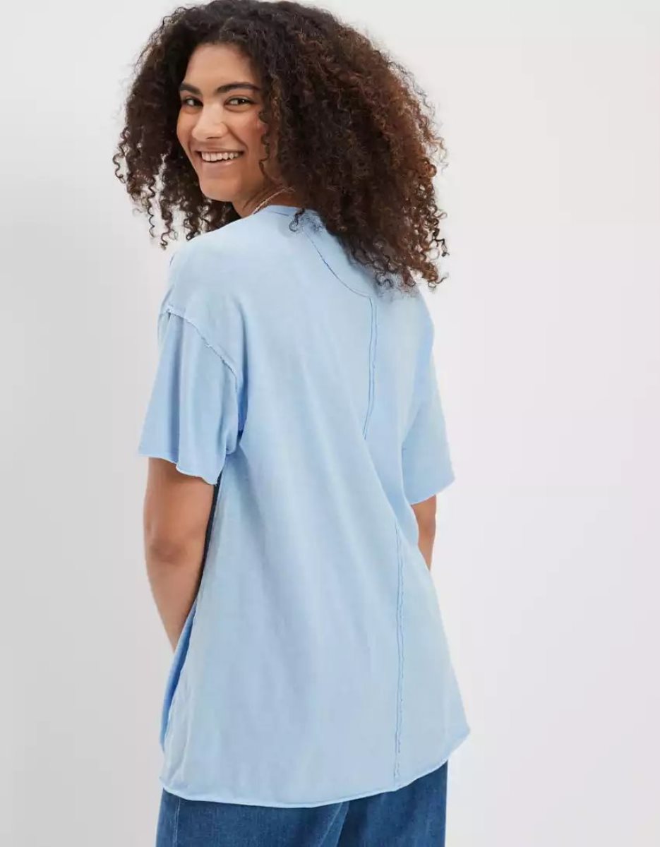 T Shirts American Eagle AE Oversized Tee Bleu Femme | KCO-37911595